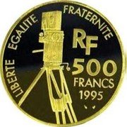 France 500 Francs Jean Renoir 1995 Proof KM# 1086 LIBERTE EGALITE FRATERNITE RF 500 FRANCS 1995 coin obverse France 500 Francs Jean Renoir 1995 Proof KM# 1086 LIBERTE EGALITE FRATERNITE RF 500 FRANCS 1995 coin obverse