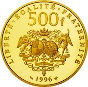 France 500 Francs 300th Anniversary of the Death of Mme de Sevigne 1996 Proof KM# 1139 LIBERTE EGALITE FRATERNITE 500F 1996 coin reverse France 500 Francs 300th Anniversary of the Death of Mme de Sevigne 1996 Proof KM# 1139 LIBERTE EGALITE FRATERNITE 500F 1996 coin reverse