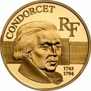 France 500 Francs Marquis de Condorcet 1998 Proof KM# 1202 CONDORCET RF 1743 1794 coin obverse