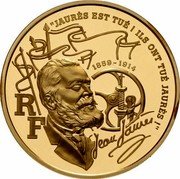 France 500 Francs Jean Jaures 1999 Proof KM# 1961 "JAURES EST TUE I ILS ONT TUE JAURES !" RF 1859-1914 JEAN JAURES coin obverse