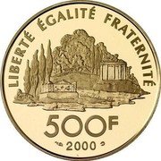 France 500 Francs Jean Jacques Rousseau 2000 Proof KM# 1981 LIBERTÉ ÉGALITÉ FRATERNITÉ 500F 2000 coin reverse France 500 Francs Jean Jacques Rousseau 2000 Proof KM# 1981 LIBERTÉ ÉGALITÉ FRATERNITÉ 500F 2000 coin reverse
