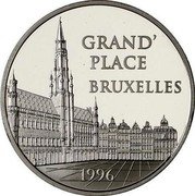 France 500 Francs-75 Euro Grand Place. Bruxelles 1996 Proof KM# 1143a GRAND' PLACE BRUXELLES 1996 coin reverse France 500 Francs-75 Euro Grand Place. Bruxelles 1996 Proof KM# 1143a GRAND' PLACE BRUXELLES 1996 coin reverse
