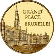 France 500 Francs-75 Euro Grand Place. Bruxelles 1996 Proof KM# 1143 GRAND' PLACE BRUXELLES 1996 coin reverse France 500 Francs-75 Euro Grand Place. Bruxelles 1996 Proof KM# 1143 GRAND' PLACE BRUXELLES 1996 coin reverse
