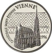 France 500 Francs-75 Euro St. Stephen's Cathedral in Vienna 1996 Proof KM# 1141a CATHÉDRALE SAINT-ETIENNE VIENNE 1996 coin reverse France 500 Francs-75 Euro St. Stephen's Cathedral in Vienna 1996 Proof KM# 1141a CATHÉDRALE SAINT-ETIENNE VIENNE 1996 coin reverse