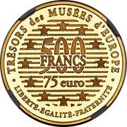 France 500 Francs-75 Euro Michelangelo. David 1997 Proof KM# 1151 TRÉSORS DES MUSÉES D'EUROPE 500 FRANCS 75 EURO LIBERTÉ-ÉGALITÉ-FRATERNITÉ coin reverse France 500 Francs-75 Euro Michelangelo. David 1997 Proof KM# 1151 TRÉSORS DES MUSÉES D'EUROPE 500 FRANCS 75 EURO LIBERTÉ-ÉGALITÉ-FRATERNITÉ coin reverse