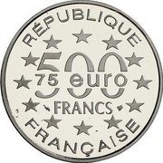France 500 Francs-75 Euro St. Nicholas Cathedral. Helsinki 1997 Proof KM# 1177a RÉPUBLIQUE 500 FRANCS 75 EURO FRANÇAISE coin obverse France 500 Francs-75 Euro St. Nicholas Cathedral. Helsinki 1997 Proof KM# 1177a RÉPUBLIQUE 500 FRANCS 75 EURO FRANÇAISE coin obverse