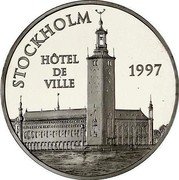 France 500 Francs-75 Euro Hotel de Ville. Stockholm 1997 Proof KM# 1194a STOCKHOLM HOTEL DE VILLE 1997 coin reverse France 500 Francs-75 Euro Hotel de Ville. Stockholm 1997 Proof KM# 1194a STOCKHOLM HOTEL DE VILLE 1997 coin reverse