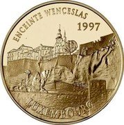 France 500 Francs-75 Euro Luxembourg. Wenceslas Wall 1997 Proof KM# 1192 ENCEINTE WENCESLAS 1997 LUXEMBOURG coin reverse France 500 Francs-75 Euro Luxembourg. Wenceslas Wall 1997 Proof KM# 1192 ENCEINTE WENCESLAS 1997 LUXEMBOURG coin reverse