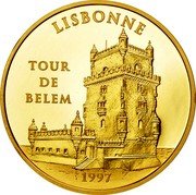 France 500 Francs-75 Euro The Tour of Belem. Lisbon 1997 Proof KM# 1175 LISBONNE TOUR DE BELEM 1997 coin reverse France 500 Francs-75 Euro The Tour of Belem. Lisbon 1997 Proof KM# 1175 LISBONNE TOUR DE BELEM 1997 coin reverse