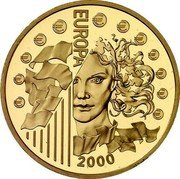 France 655.957 Francs Euro Conversion 2000 Proof KM# 1261 € EUROPA 2000 coin reverse France 655.957 Francs Euro Conversion 2000 Proof KM# 1261 € EUROPA 2000 coin reverse