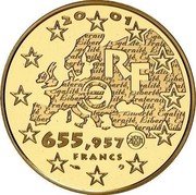 France 655.957 Francs Egalite 2001 Proof KM# 1280 20 01 RF 655,957 FRANCS coin obverse