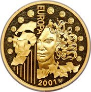 France 655.957 Francs Europa. Large module 2001 Proof KM# 1267.1 EUROPA 2001 coin reverse