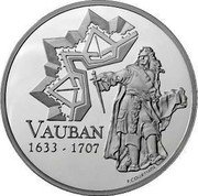 France 20 Euro 300th Anniversary of the Death of Sebastien Le Prestre de Vauban 2007 Proof KM# 1464 VAUBAN 1633 - 1707 F.COURTIADE coin reverse