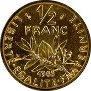 France 1/2 Franc KM# P768 Modern Republic LIBERTE EGALITE FRATERNITE 1/2 FRANC 1983 coin reverse