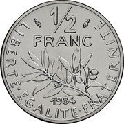 France 1/2 Franc KM# P902 Modern Republic LIBERTE EGALITE FRATERNITE 1/2 FRANC 1984 coin reverse France 1/2 Franc KM# P902 Modern Republic LIBERTE EGALITE FRATERNITE 1/2 FRANC 1984 coin reverse