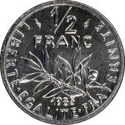 France 1/2 Franc The Sower. Piedfort 1985 KM# P939 LIBERTE EGALITE FRATERNITE 1/2 FRANC 1985 coin reverse