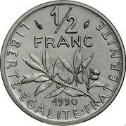 France 1/2 Franc The Sower. Piedfort 1990 KM# P1017 1/2 FRANC LIBERTE EGALITE FRATERNITE 1990 coin reverse