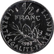 France 1/2 Franc Piedfort 1985 KM# P939 LIBERTE EGALITE FRATERNITE 1/2 FRANC 1985 coin reverse France 1/2 Franc Piedfort 1985 KM# P939 LIBERTE EGALITE FRATERNITE 1/2 FRANC 1985 coin reverse