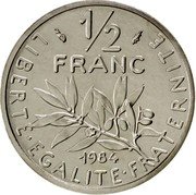 France 1/2 Franc (Piedfort) KM# Pn809 LIBERTE EGALITE FRATERNITE 1/2 FRANC 1984 coin reverse