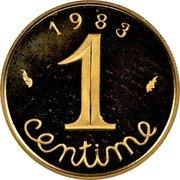 France 1 Centime KM# P756 Modern Republic 1983 1 CENTIME coin reverse