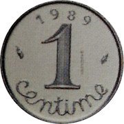 France 1 Centime Piedfort 1989  1989 1 CENTIME P I E F O R T coin reverse France 1 Centime Piedfort 1989  1989 1 CENTIME P I E F O R T coin reverse