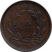 Canada 1 Sou (18 cherry leaves, 7 shamrocks) AGRICULTURE & COMMERCE BAS - CANADA coin obverse Canada 1 Sou (18 cherry leaves, 7 shamrocks) AGRICULTURE & COMMERCE BAS - CANADA coin obverse