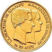 Belgium 10 Centimes Pattern. Error ND (1853)  L.L. PH. M.V. DUC DE BRABANT M. H. A. DUCHESSE DE BRABANT 21-22 AOUT 1853 coin obverse Belgium 10 Centimes Pattern. Error ND (1853)  L.L. PH. M.V. DUC DE BRABANT M. H. A. DUCHESSE DE BRABANT 21-22 AOUT 1853 coin obverse