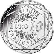 France 10 Euro (Brainy Smurf) KM# 2866 RÉPUBLIQUE FRANÇAISE EURO 10 2020 coin obverse France 10 Euro (Brainy Smurf) KM# 2866 RÉPUBLIQUE FRANÇAISE EURO 10 2020 coin obverse