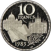 France 10 Francs Stendhal 1983 KM# P793 10 FRANCS 1983 J. MAUVIEL coin reverse France 10 Francs Stendhal 1983 KM# P793 10 FRANCS 1983 J. MAUVIEL coin reverse