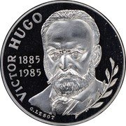 France 10 Francs Victor Hugo 1985 KM# P958 10 FRANCS VICTOR HUGO G LESOT 1885-1985 coin reverse France 10 Francs Victor Hugo 1985 KM# P958 10 FRANCS VICTOR HUGO G LESOT 1885-1985 coin reverse