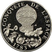 France 10 Francs Piedfort. Baloon 1983 KM# P785 CONQVÊTE DE L'ESPACE D.PONCE 1783 coin reverse France 10 Francs Piedfort. Baloon 1983 KM# P785 CONQVÊTE DE L'ESPACE D.PONCE 1783 coin reverse