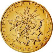 France 10 Francs Piedfort 1984  REPUBLIQUE FRANÇAISE RF MATHIEU 1983 coin obverse France 10 Francs Piedfort 1984  REPUBLIQUE FRANÇAISE RF MATHIEU 1983 coin obverse