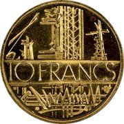 France 10 Francs Piedfort 1981 KM# P713 10 FRANCS coin reverse France 10 Francs Piedfort 1981 KM# P713 10 FRANCS coin reverse
