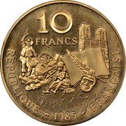 France 10 Francs Victor Hugo - Essai 1985 c+d KM# E130 VICTOR HUGO 1885-1985 C.LESOT ESSAI coin obverse France 10 Francs Victor Hugo - Essai 1985 c+d KM# E130 VICTOR HUGO 1885-1985 C.LESOT ESSAI coin obverse