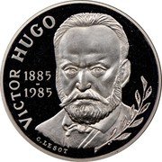 France 10 Francs Victor Hugo. Piedfort 1985 KM# P956 VICTOR HUGO G LESOT 1885-1985 coin reverse France 10 Francs Victor Hugo. Piedfort 1985 KM# P956 VICTOR HUGO G LESOT 1885-1985 coin reverse