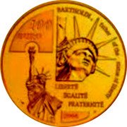 France 100 Euro 100th Anniversary of the Death of Frederic Auguste Bartholdi 2004 Proof KM# 1389 BARTHOLDI, FATHER OF THE STATUE OF LIBERTY 100 EURO LIBERTÉ ÉGALITÉ FRATERNITÉ 2004 coin reverse
