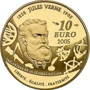France 100 Euro 20000 Leagues Under Sea 2005 Proof KM# 2034 1828 JULES VERNE 1905 100 EURO 2005 PRÉCURSEUR DE LA SCIENCE FICTION LIBERTÉ. ÉGALITÉ. FRATERNITÉ coin reverse France 100 Euro 20000 Leagues Under Sea 2005 Proof KM# 2034 1828 JULES VERNE 1905 100 EURO 2005 PRÉCURSEUR DE LA SCIENCE FICTION LIBERTÉ. ÉGALITÉ. FRATERNITÉ coin reverse