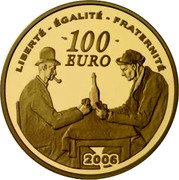 France 100 Euro 100th Anniversary of the Death of Paul Cezanne 2006 Proof KM# 2060 LIBERTÉ ÉGALITÉ FRATERNITÉ 100 EURO 2006 coin reverse