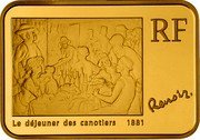 France 100 Euro Auguste Renoir 2009 P Proof KM# 1626 RF LE DÉJEUNER DES CANOTIERS 1891 RENOIR coin obverse France 100 Euro Auguste Renoir 2009 P Proof KM# 1626 RF LE DÉJEUNER DES CANOTIERS 1891 RENOIR coin obverse