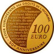 France 100 Euro The Sower. 50th Anniversary of the Court of Human Rights 2009 P Proof KM# 1588 COUR EUROPÉENNE DES DROITS DE L'HOMME 100 EURO 50E ANNIVERSAIRE TOUS LES ÊTRES HUMAINS NAISSENT LIBRES ET ÉGAUX EN DIGITÉ ET EN DROITS. ILS SONT DOUÉS DE RAISON ET DE CONSCIENCE ET DOIVENT AGIR LES UNS ENVERS LES AUTRES DANS UN ESPRIT DE FRATER- NITÉ. coin reverse France 100 Euro The Sower. 50th Anniversary of the Court of Human Rights 2009 P Proof KM# 1588 COUR EUROPÉENNE DES DROITS DE L'HOMME 100 EURO 50E ANNIVERSAIRE TOUS LES ÊTRES HUMAINS NAISSENT LIBRES ET ÉGAUX EN DIGITÉ ET EN DROITS. ILS SONT DOUÉS DE RAISON ET DE CONSCIENCE ET DOIVENT AGIR LES UNS ENVERS LES AUTRES DANS UN ESPRIT DE FRATER- NITÉ. coin reverse