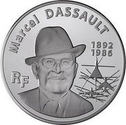 France 100 Euro Marcel Dassault 2010 Proof KM# 1689 MARCEL DASSAULT 1892 1986 RF coin obverse France 100 Euro Marcel Dassault 2010 Proof KM# 1689 MARCEL DASSAULT 1892 1986 RF coin obverse