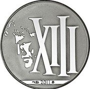 France 100 Euro Comic Strip Heroes - XIII 2011 Proof KM# 1836 XIII 2011 coin reverse France 100 Euro Comic Strip Heroes - XIII 2011 Proof KM# 1836 XIII 2011 coin reverse
