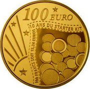 France 100 Euro Starter Kit 2011 Proof KM# 1787 100 EURO 10 ANS DU STARTER KIT 100 FRANCS SOIT 15,24 EUROS coin reverse France 100 Euro Starter Kit 2011 Proof KM# 1787 100 EURO 10 ANS DU STARTER KIT 100 FRANCS SOIT 15,24 EUROS coin reverse