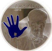 France 100 Euro Yves Klein 2012 Proof KM# 2089 RF 100 EURO coin obverse France 100 Euro Yves Klein 2012 Proof KM# 2089 RF 100 EURO coin obverse