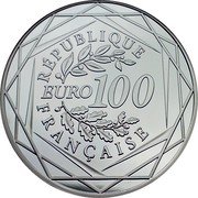 France 100 Euro Year of the Rooster 2014 KM# 2109 RÉPUBLIQUE EURO 100 FRANÇAISE coin obverse France 100 Euro Year of the Rooster 2014 KM# 2109 RÉPUBLIQUE EURO 100 FRANÇAISE coin obverse