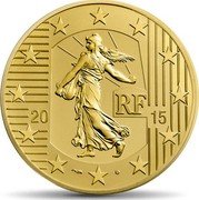 France 100 Euro Historic Coins. Franc A Cheval 2015 Proof KM# 2267 RF 20 15 coin obverse France 100 Euro Historic Coins. Franc A Cheval 2015 Proof KM# 2267 RF 20 15 coin obverse