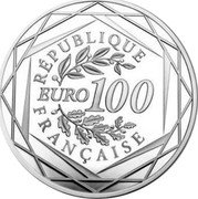 France 100 Euro Marianne 2017  KM# 2437 RÉPUBLIQUE EURO 100 FRANÇAISE coin obverse France 100 Euro Marianne 2017  KM# 2437 RÉPUBLIQUE EURO 100 FRANÇAISE coin obverse