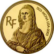 France 100 Euro 500 Years of Mona Lisa 2003 Proof KM# 2005 RF 1503-MONA LISA-2003 coin obverse
