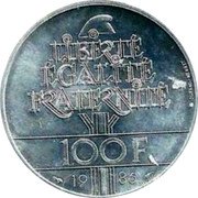 France 100 Francs (Centenary Statue of Liberty 1886 - 1986. Trial) KM# E135 LIBERTÉ ÉGALITÉ FRATERNITÉ 100 F 19 86 DURAND - MEGRET coin obverse