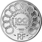 France 100 Francs (Essai Jean Monnet) 100 FRANCS LIBERTE EGALITE FRATERNITE 1992 ESSAI RF A. PAOLI coin obverse